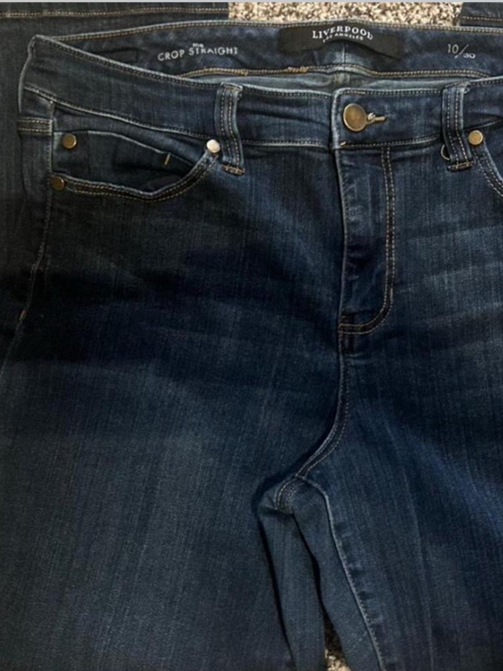 Liverpool Dark Indigo Crop Straight Jeans - Size 30